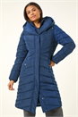 Midnight Blue Hooded Quilted Coat, Image 4 of 5