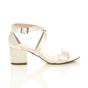 Ivory AJVANI Ivory Mid Block Heel Crossed Straps Sandals, Image 2 of 6