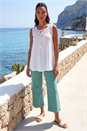 Ivory  Embroidered Tie Neck Vest Top, Image 2 of 4