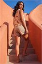 Orange Leaf Print Textured Tie Front Blouse, Image 2 of 4