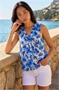Blue Petite Floral Print Frill Top , Image 1 of 4