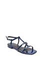Navy XY LONDON Navy 'Danielle' Flat Strappy Caged Square Toe Sandals With Buckle, Image 2 of 6