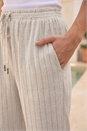 Natural  Petite Linen Blend Stripe Trousers, Image 4 of 4