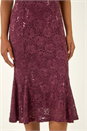Burgundy Sequin Lace Stretch Midi Dress, Image 5 of 5