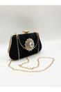 Black Ruched Jewel Clutch Bag, Image 3 of 5