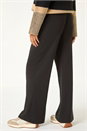 Black Wide Leg Ponte Trousers, Image 3 of 5