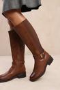 Brown 'Bode' Knee High Boots With Buckle Detail, Image 1 of 4