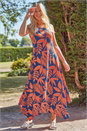 Orange Tropical Hanky Hem Midi Dress, Image 3 of 4