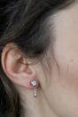 Gold Sunflower Tassel Pearl Long Dangle Ear Cuff, Image 2 of 2