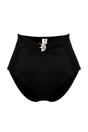 Black High Waist Hardware Detail Shaping Bikini Bottom with Front Accent, Image 2 of 3