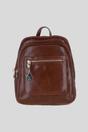 Tan Real Leather Backpack with Multiple Pockets and Gold-Tone Hardware, Image 1 of 4