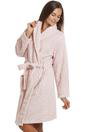 Light Pink Supersoft Shawl Collared Leopard Print Bathrobe, Image 2 of 5
