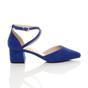 Royal Blue AJVANI Royal Blue Mid Block Heel Crossed Strap Pointed Toe 2 Part Heels, Image 2 of 6