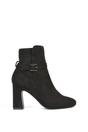 Black 'Mary' Block Mid High Heel Shoe Booties With Buckle Strap, Image 1 of 6