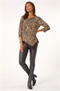 Beige Animal Print Chiffon Asymmetric Hem Top, Image 1 of 5