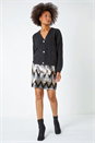 Black Diamante Button Detail Cardigan, Image 3 of 5