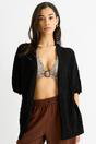 Black Crochet Knit Edge to Edge Cardigan, Image 1 of 4