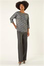 Silver Metallic Print Stretch Top, Image 3 of 5