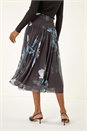 Black Floral Print Mesh Layered Skirt, Image 4 of 5