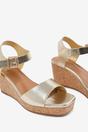 Gold Imelda Wedge Sandals With Buckle Ankle Strap, Image 4 of 5