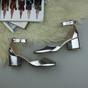 Silver AJVANI Silver Mid Block Heel Ankle Strap 2 Part Heels, Image 4 of 6