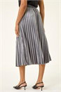 Silver Velvet Pleated Midi Skirt, Image 4 of 7