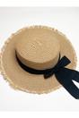 Brown Straw Hat With Black Ribbon Bow, Image 3 of 3