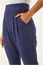 Navy Spot Print Harem Trouser, Image 5 of 5