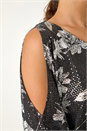 Silver Sparkle Foil Blouson Stretch Top, Image 5 of 5