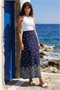 Navy  Floral Border Print Stretch Skirt, Image 2 of 4