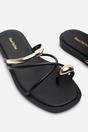 Black Zelina Strappy Metal Toe Loop Slide On Sandal, Image 5 of 6