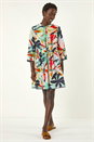 Multi  Abstract Print Button Shirt Dress, Image 2 of 5