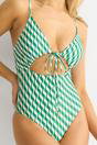 Green Green Wave Pint Tie Front Swimsuit, Image 3 of 4