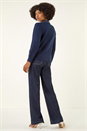 Navy  Faux Pearl Collared Keyhole Knit Jumper, Image 3 of 5