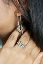 Silver Silver Vintage Lily Floral Ear Crawler Wire Earring, Image 2 of 3