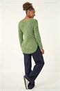 Green Fluffy Knit Curved Hem Knit Jumper, Image 3 of 5