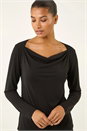 Black Cowl Neck Premium Stretch Top, Image 1 of 5