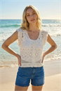 White Crochet Buttoned Waistcoat, Image 3 of 4