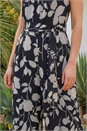 Black Floral Chiffon Belted Jumpsuit, Image 4 of 4