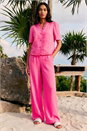 Pink Linen Linen Blend Leg Trousers, Image 3 of 5