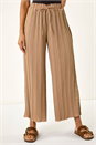 Natural Pleated Wide Leg Stretch Culottes, Image 4 of 5