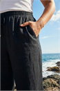 Black Curve Linen Blend Cropped Trousers, Image 4 of 4