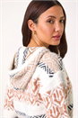 Ivory Jacquard Print Knit Hoodie, Image 1 of 5