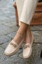 Beige iKrush Beige Olivia Womens Rhinestone Chain Loafers, Image 3 of 6