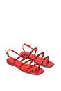 Red XY LONDON Red 'Pamela' Flat Strappy Sandals with Beaded Detail, Image 5 of 5