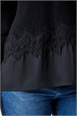 Black Lace Trim Chiffon Hem Jumper, Image 5 of 5