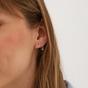 Silver Sterling Silver Jewelled Mini Safety Pin Stud Earring, Image 2 of 5