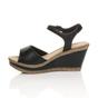 Black AJVANI Black High Wedge Heels Ankle Strap Cork Sandals, Image 3 of 6