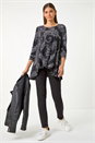 Blue Paisley Print Stretch Tunic, Image 2 of 5