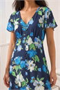 Navy  Petite Floral Print Button Dress, Image 4 of 4